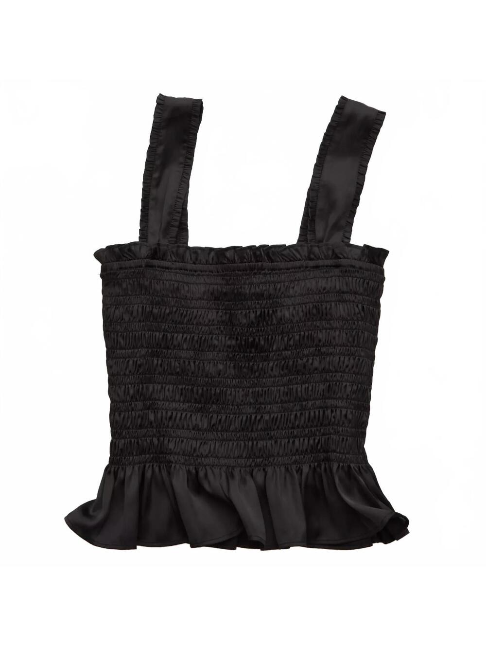 AE Smocked Tank Top American Eagle NWT Black Medium - Picture 5 of 6